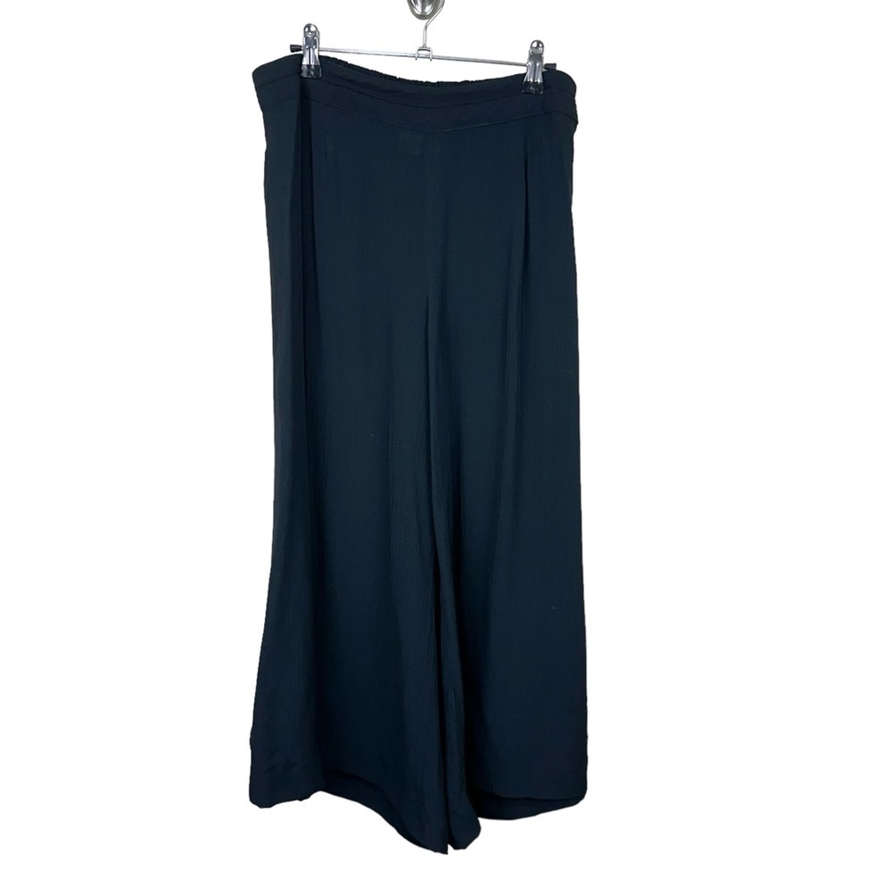 Flax Black Wide Leg Crop Pants Rayon Acetate Size Small